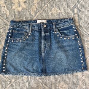 Reformation Studded Blue Mini Skirt